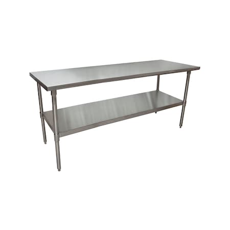 Bk Resources Work Table 16/304 Stainless Steel With Stainless Steel Shelf 72"Wx24"D CVT-7224